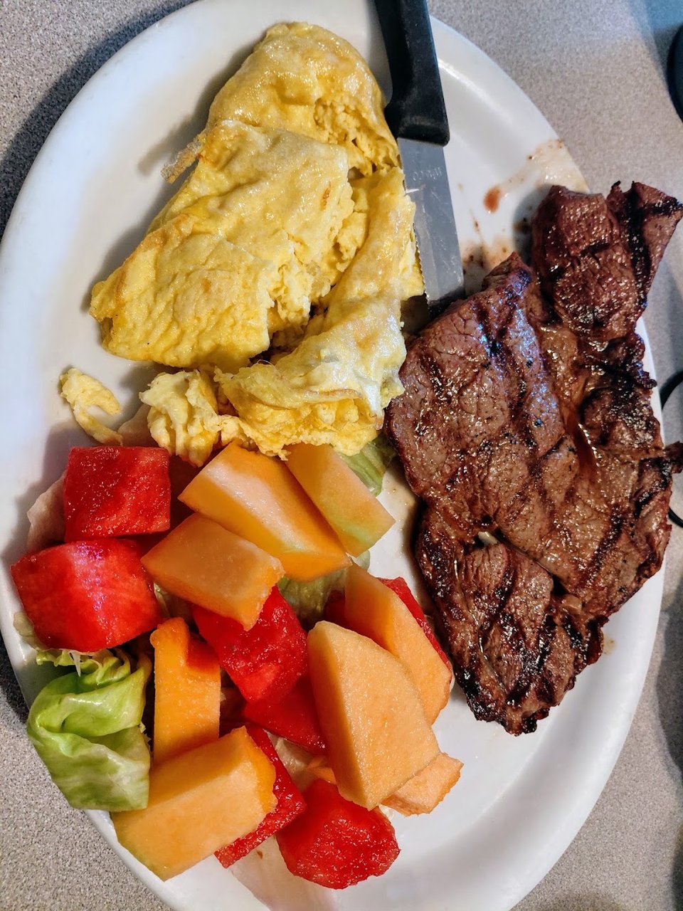 Steak and Eggs with Fruit